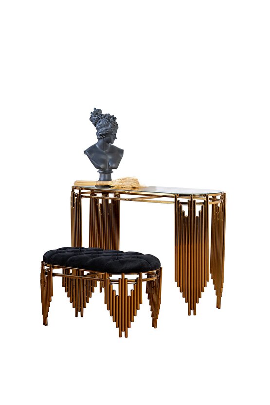 Gold Dresuar Puflu Ultra Lak Kaplama Dresuar Puflu