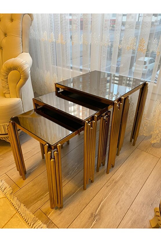 Piyano Model Kare Sehpa 3lü