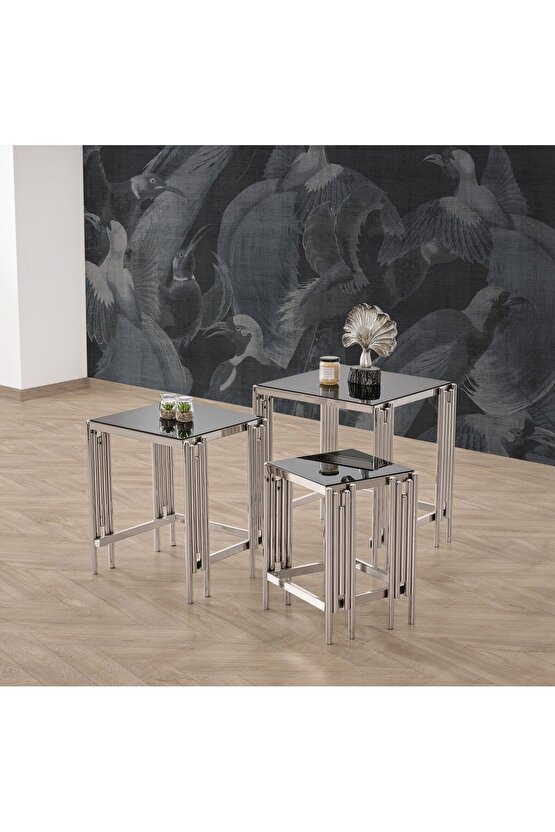 ZİGON SEHPA 3LÜ ULTRA LAK KAPLAMA METAL SEHPA KALIN BORU