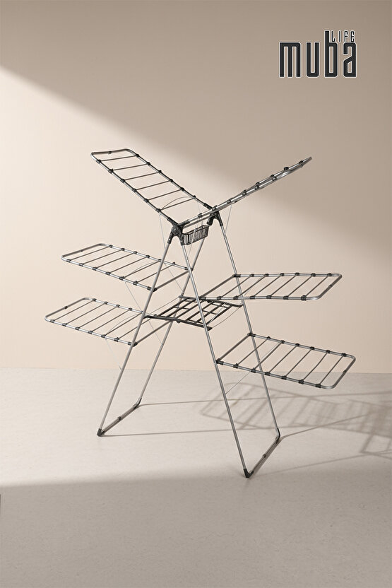 3 Katlı Borulu Çamaşır Kurutmalık Borulu 3 Katlı Ekstra Dayanıklı 3 Katlı Çamaşır Askısı