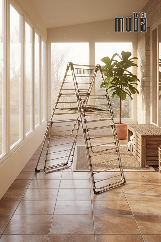 3 Katlı Borulu Çamaşır Kurutmalık Borulu 3 Katlı Ekstra Dayanıklı 3 Katlı Çamaşır Askısı