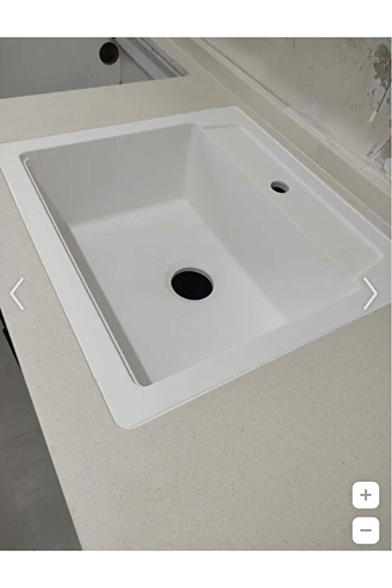 Granit Evye Beyaz Tek Gözlü Mutfak Evyesi 55 X 50 Cm