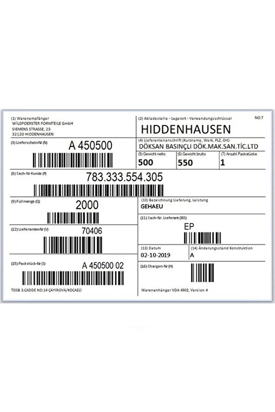 VDA - Barkod Formu Yazılım Programı