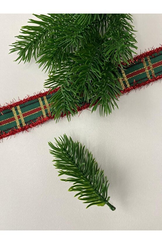 Yeşil 10lu Çam Dalı Seti Yılbaşı ve Noel Süsü, Şık Dekorasyon Aksesuarı