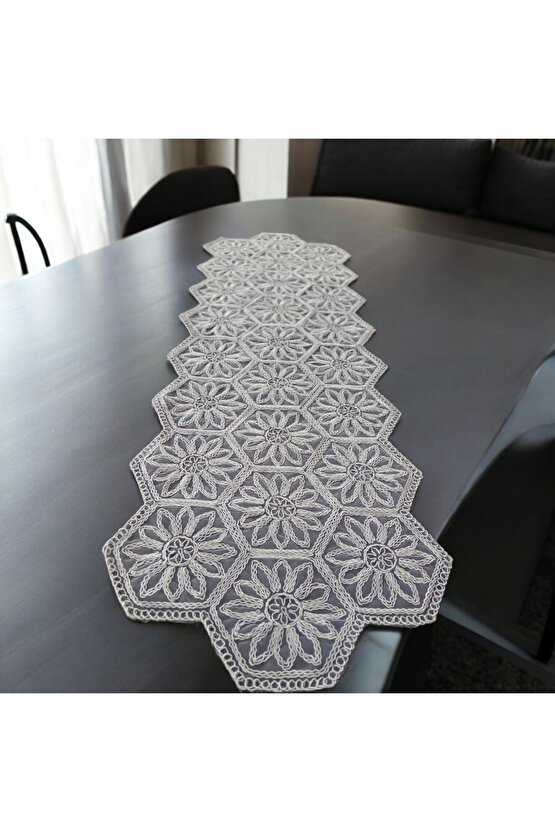 Fransız Dantel Detaylı Tek Runner, Masa Üzerine Runner, Masa Örtüsü