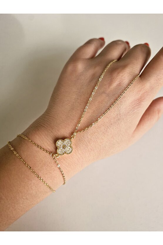 Yonca Figürlü Gold Zincir Şahmeran