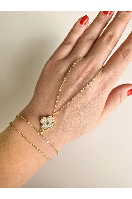 Yonca Figürlü Gold Zincir Şahmeran