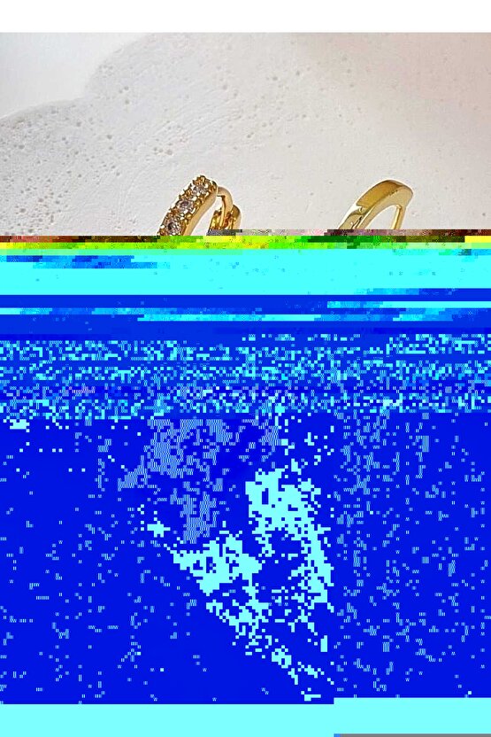 Altın Kaplama Pembe Baget Taşlı Üçlü Küpe