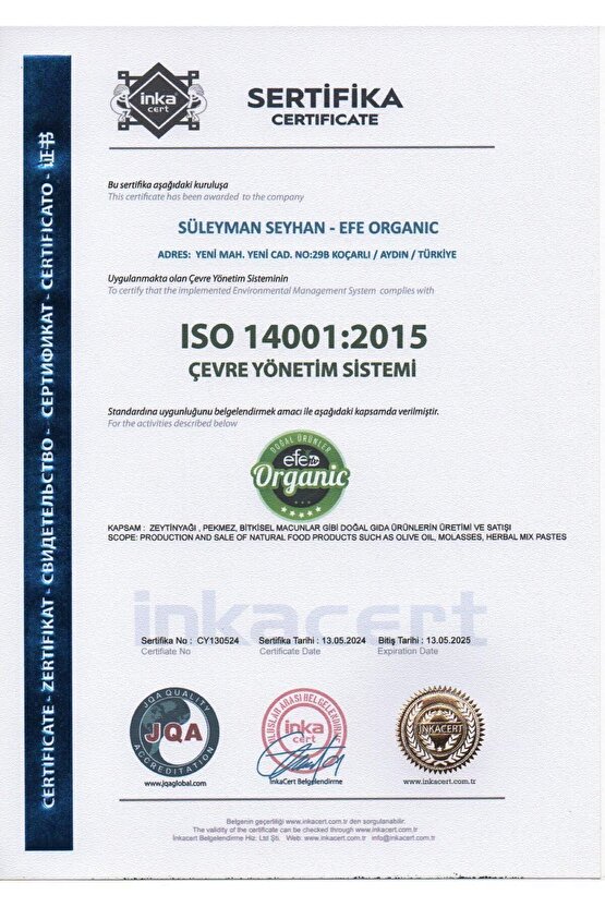 Efe Organic Ultra Natural 10 Lt Pet