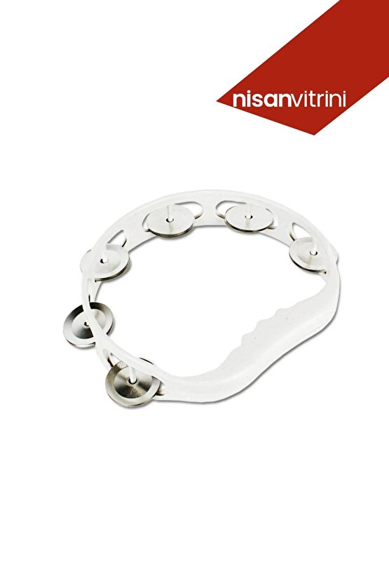 5 Adet Plastik Zilli Kına Tefi - Defi Beyaz Renk Tef