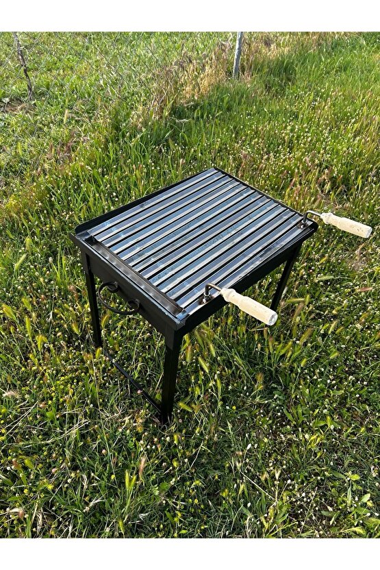 12 Kg Demir 40x50 Oluklu Köfteci Izgaralı Mangal Geçmeli Portatif Ayaklı 55 Cm Ayaklar