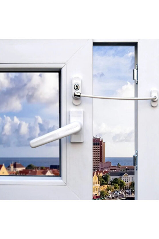 Penkid Çelik Halatlı Kablolu Kapı Pencere Kilidi Beyaz
