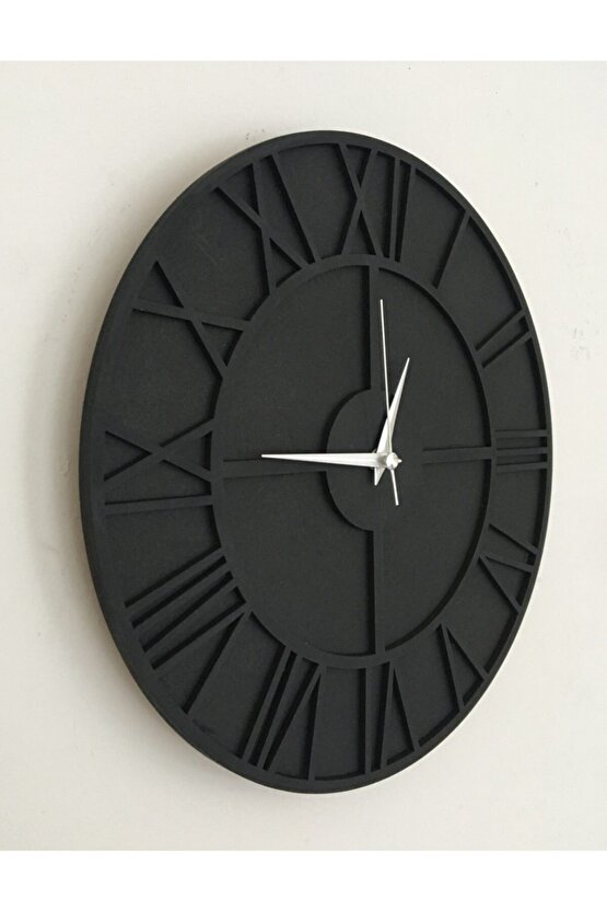 Siyah Roma Dekoratif Duvar Saati 30x30 Cm