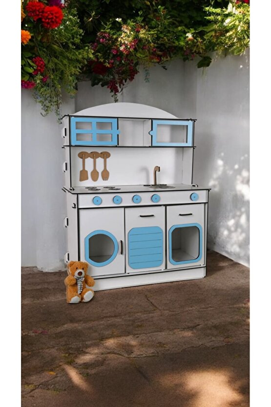 Montessori Ahşap Oyuncak Mutfak– 6mm Kalın MDF, Dayanıklı ve Şık Tasarım, Eğitici Çocuk Oyun Mutfağı