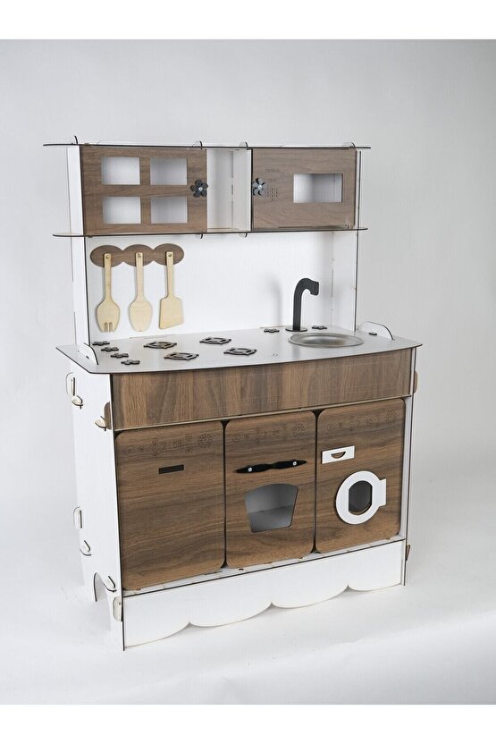 3 Kapaklı Ahşap Oyuncak Mutfak