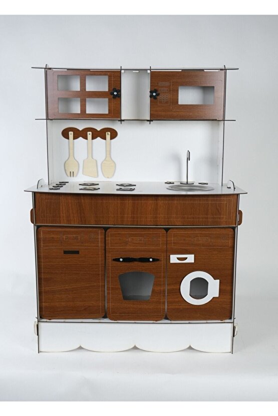3 Kapaklı Ahşap Oyuncak Mutfak