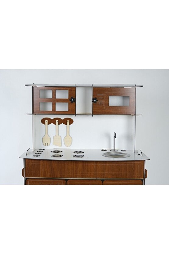 3 Kapaklı Ahşap Oyuncak Mutfak