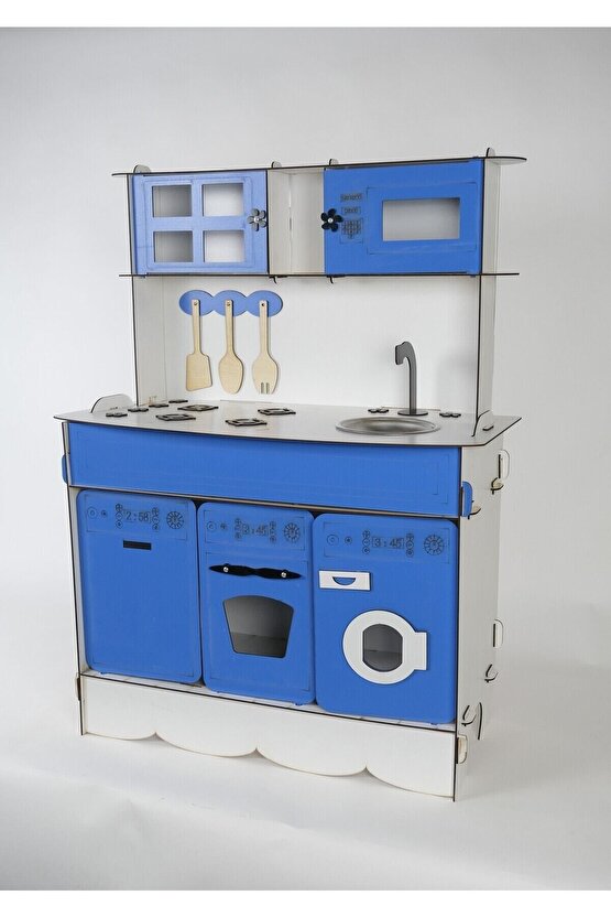 3 Kapaklı Ahşap Oyuncak Mutfak