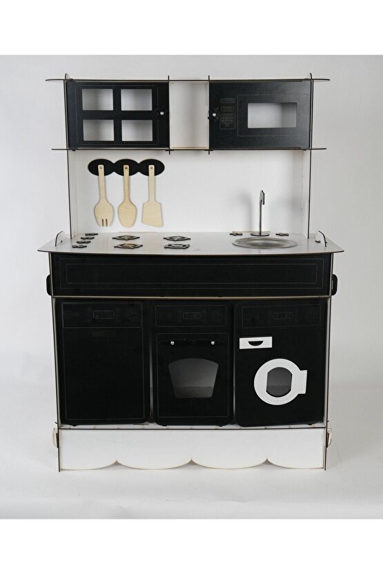 3 Kapaklı Ahşap Oyuncak Mutfak