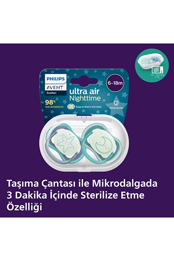 SCF37613 Ultra Air Night Karanlıkta Parlar Gece Emziği 6-18 Ay Erkek