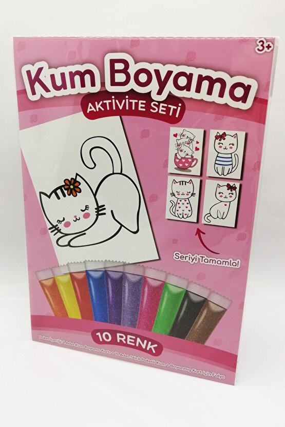 Fiyonklu Kedi | Kedi Kum Boyama Aktivite Seti Tekli Paket