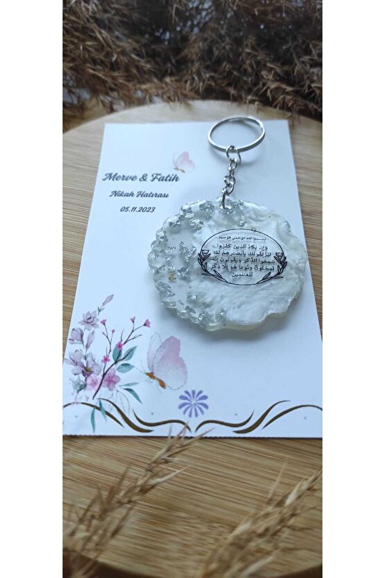 En Hayal Atölyem Epoksi Hediyelik Anahtarlık 10 Adet Özel Tasarım Nazar Ayeti Söz-nişan-nikah-kına