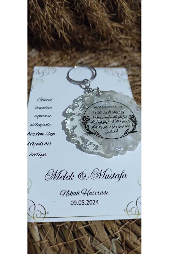 Epoksi Anahtarlık 10 Adet Nazar Ayetiayet-el Kürsi Baskı Detaylı Söz-nişan-nikah-mevlüt