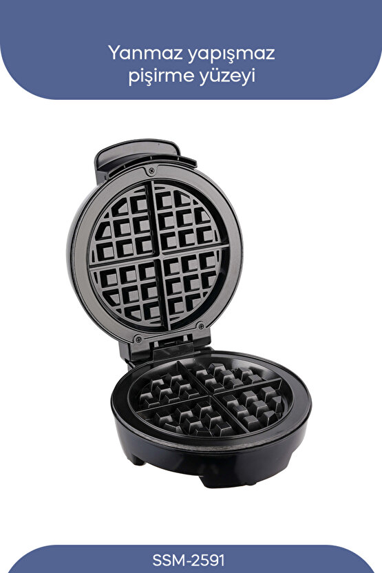 Ssm-2591 Belçika Waffle Makinesi, Yapışmaz Kaplama 1000 Watt