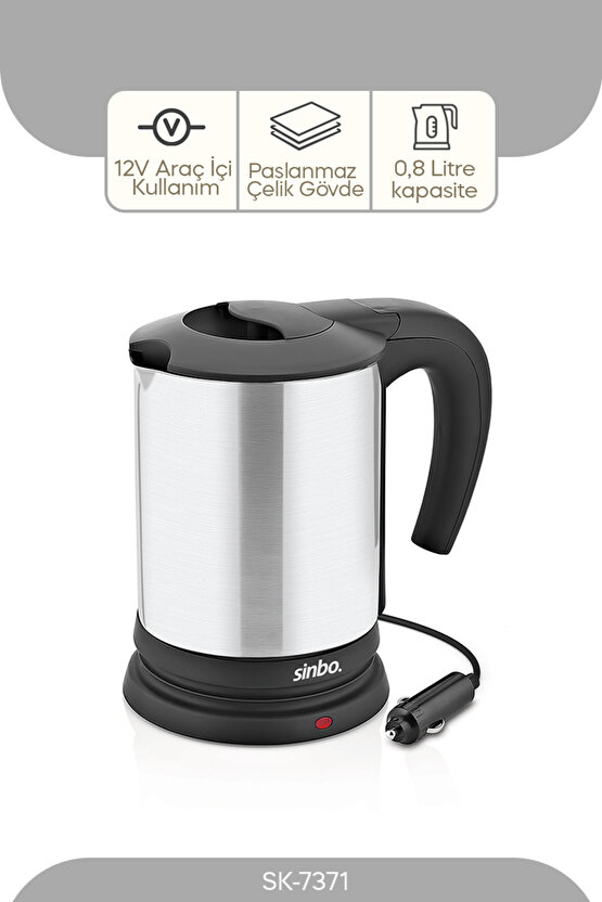 1 - 2 L SK-7371 Araç İçi Su Isıtıcı İthalatçı Garantili Çakmak Tipi 50 Hz  60 Hz Beyaz Çelik 2000