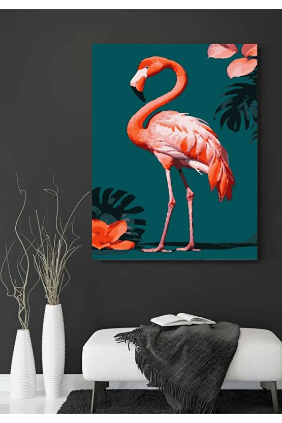 Sayılarla Boyama Kasnaklı Tablo Seti Fırça Boya Dahil 40x50 Devekuşu