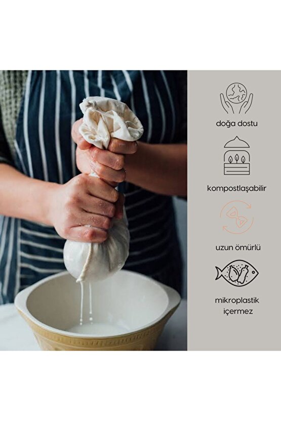 Çok Amaçlı Süzme Kesesi - Süt Bezi - Yoğurt - Peynir - Sebze - Süzme Torbası - (M BEDEN 25X30 CM)