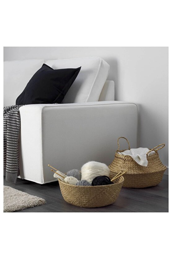 Doğal Rattan El Örgüsü Hasır Sepet | Bohem FLÅDIS Tarz Dekoratif Saklama Sepeti