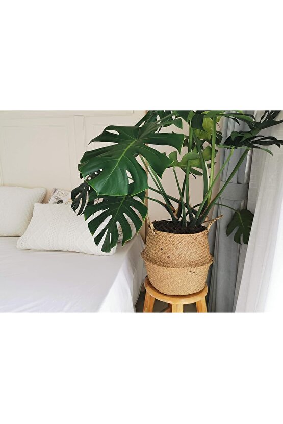 Doğal Rattan El Örgüsü Hasır Sepet | Bohem FLÅDIS Tarz Dekoratif Saklama Sepeti