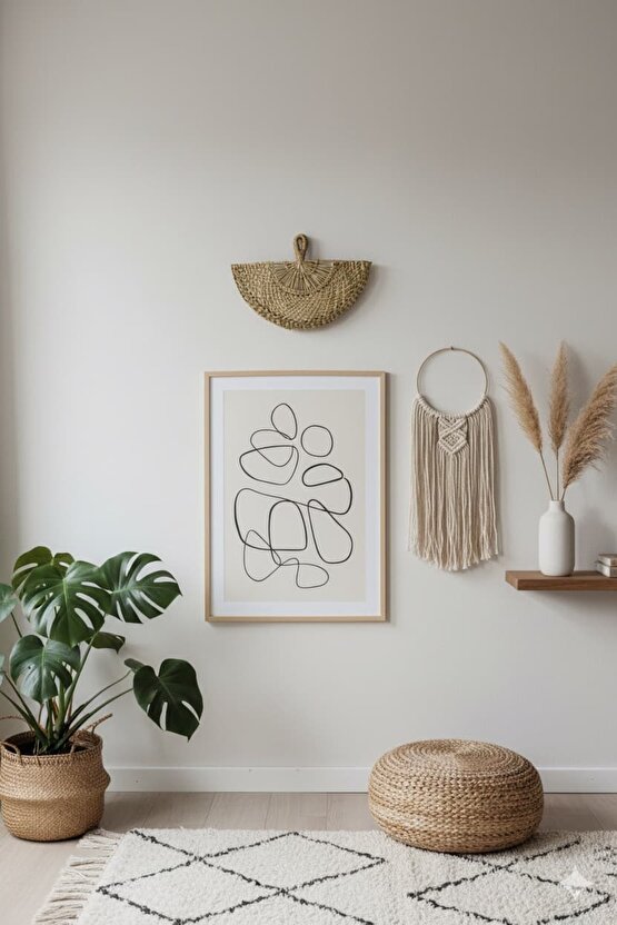 Rattan Hasır Duvar Yelpazesi | El Örgüsü Bohem Dekoratif Duvar Süsü
