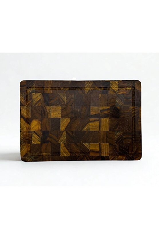 Tik Chef Kesme Tahtası Medium Boy ENDGRAIN 30×20×3 cm Masif Ahşap Doğrama tahtası Sunum Tahtası