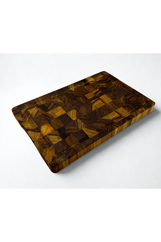 Tik Chef Kesme Tahtası Medium Boy ENDGRAIN 30×20×3 cm Masif Ahşap Doğrama tahtası Sunum Tahtası