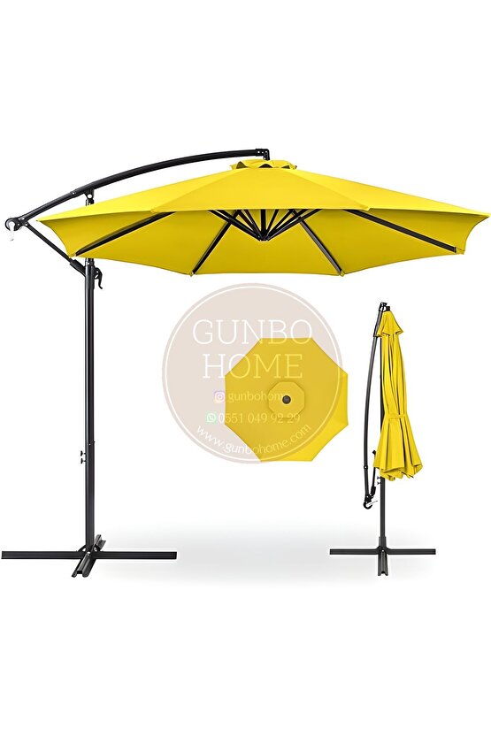 3 Mt 8 Kaburga Full Demir 21 Kg SARI RENK Bahçe Şemsiyesi