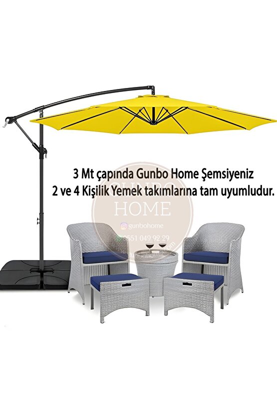 3 Mt 8 Kaburga Full Demir 21 Kg SARI RENK Bahçe Şemsiyesi