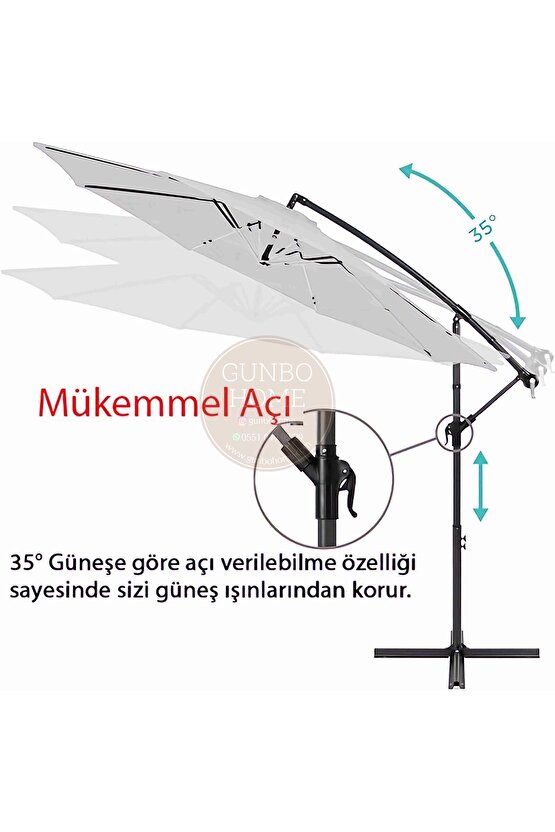 3 Mt 8 Kaburga Full Demir 21 Kg Gri Bahçe Şemsiyesi Full Set Havuz Şemsiyesi Büyük Şemsiye