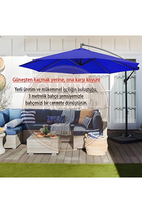3 MT 8 KABURGA FULL DEMİR 21 KG MAVİ BAHÇE ŞEMSİYESİ FULL SET HAVUZ ŞEMSİYESİ BÜYÜK ŞEMSİYE