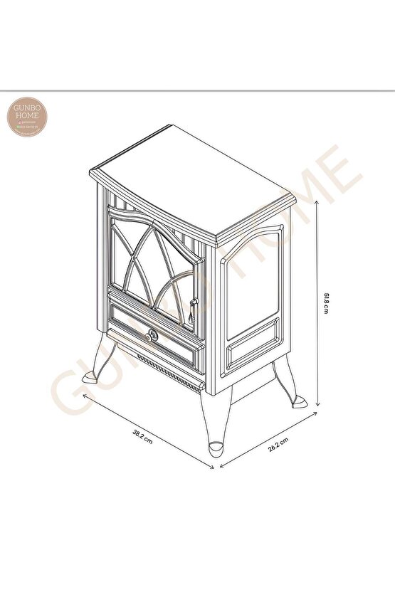 Orta Boy 3 Tarafı Camlı Elektrikli Fanlı Şömine Hareketli Alev Efektli Sessiz Gürültüsüz