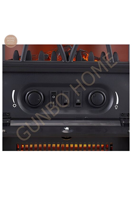 3 Tarafı Camlı Panaromik Soba Elektrikli Şömine 1800 W Elektrikli Soba Bacasız Şömine