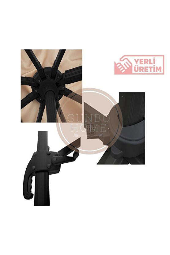 3*3 Kare Bahçe Şemsiyesi Tam Profesyonel 360 Derece Döner Pedallı Güneş Açılı Dış Alan Şemsiyesi