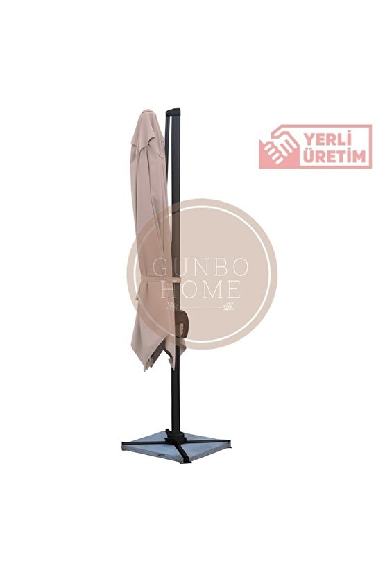 3*3 Kare Bahçe Şemsiyesi Tam Profesyonel 360 Derece Döner Pedallı Güneş Açılı Dış Alan Şemsiyesi