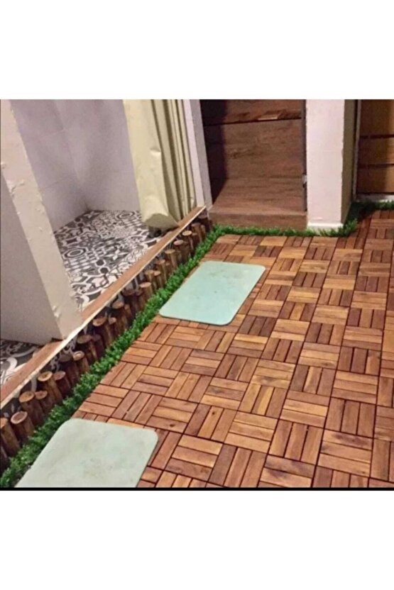 Ahşap Yer Döşemesi Masif Yer Karosu Yapay Çim Gri Huş Akça Ağaç Parke Suya Dayanıklı Karo Karodeck