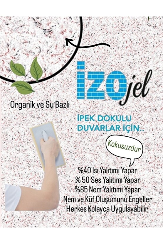 Organik Ipek Sıva - Dekoratif Yalıtım Sıvası - Ses & Isı & Nem Yalıtımı - Izo-055 - 4 M2