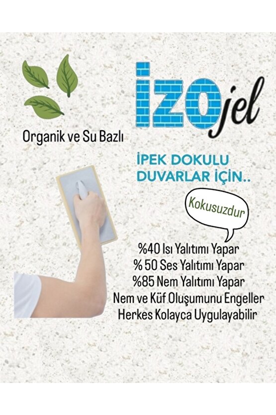Organik Ipek Sıva - Dekoratif Yalıtım Sıvası - Ses & Isı & Nem Yalıtımı - Izo-025 - 4 m2