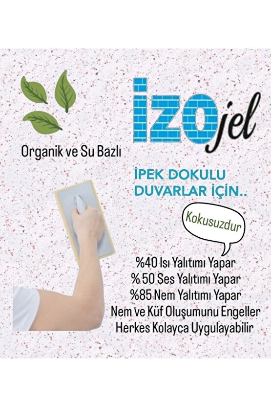 Organik Ipek Sıva - Dekoratif Yalıtım Sıvası - Ses & Isı & Nem Yalıtımı - Izo-049 - 4 M2