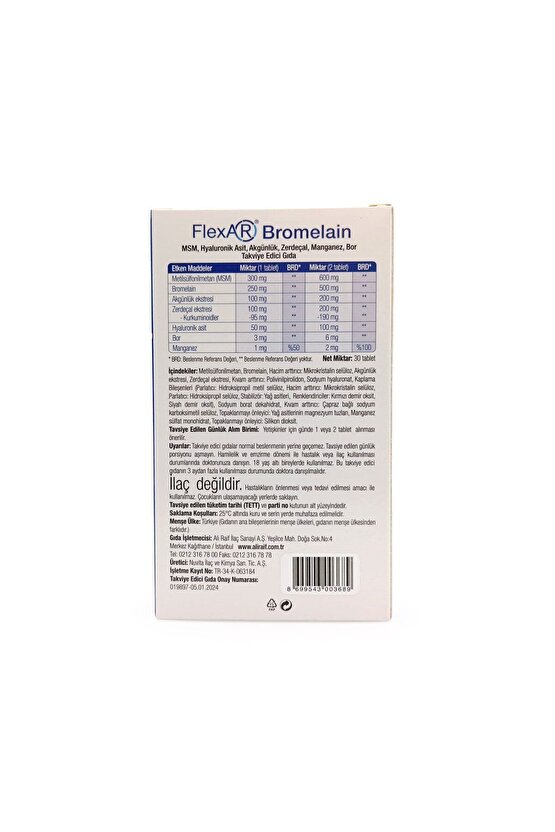 FlexAR Bromelain 30 Tablet 4lü Paket