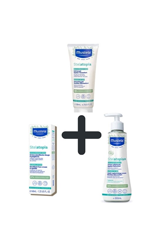Stelatopia Bakım Seti: Lipid Replenishing Cream 300 ml Emollient Face Cream Yüz Kremi 40 ml